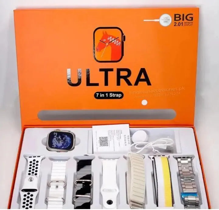 Ultra Smart Watch with 7-in-1 Straps Multicolor